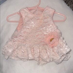 Pippa & Julie Pink Lace Baby Dress with Flower Accent Baby Girl Size 6M Easter